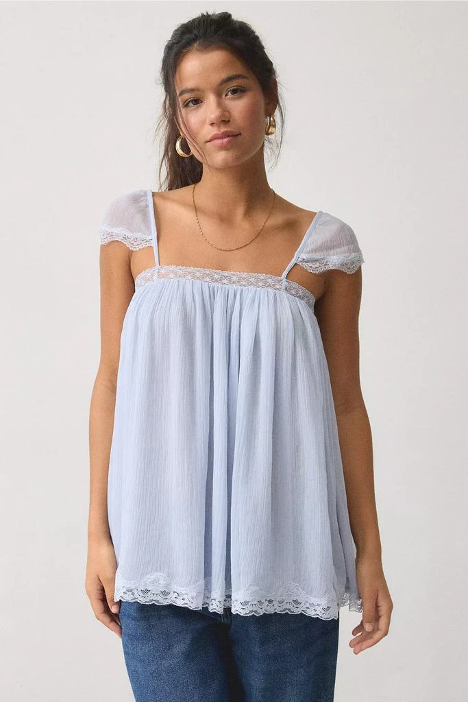 Kimchi Blue Kimchi Blue Sabrina Semi-Sheer Chiffon Babydoll Tunic Top