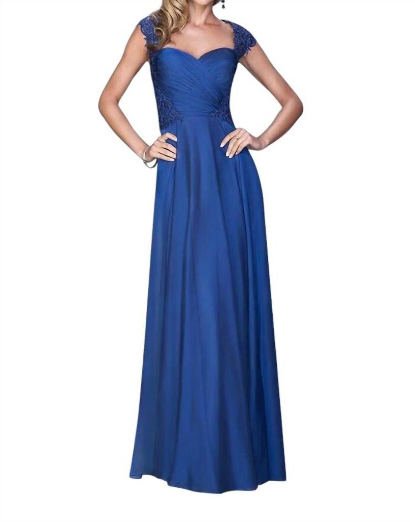 La Femme La Femme - Lace Ornate Ruched Gown