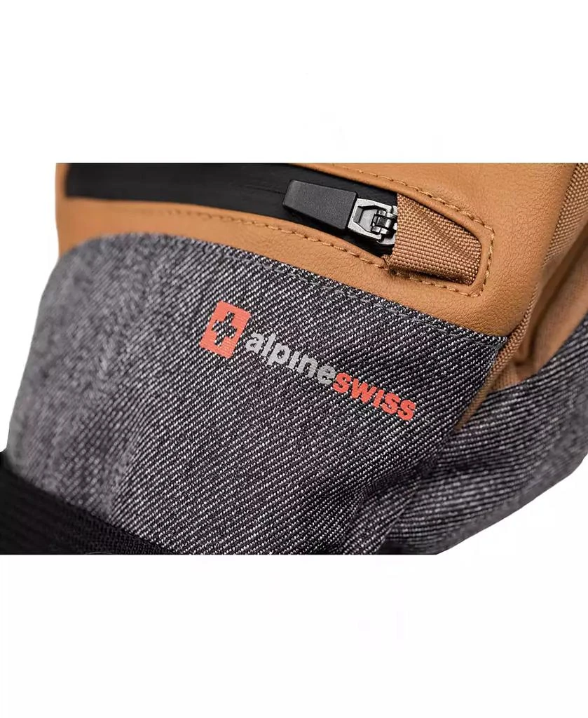 Alpine Swiss Men's Waterproof Snow Gloves Zipper Pockets Winter Sport Mittens 7