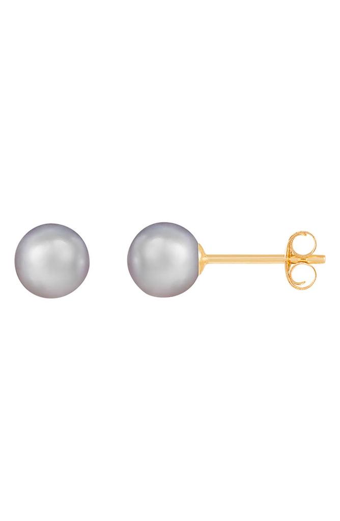 SPLENDID PEARLS 14K Yellow Gold 5-5.5mm Greay Freshwater Pearl Stud Earrings