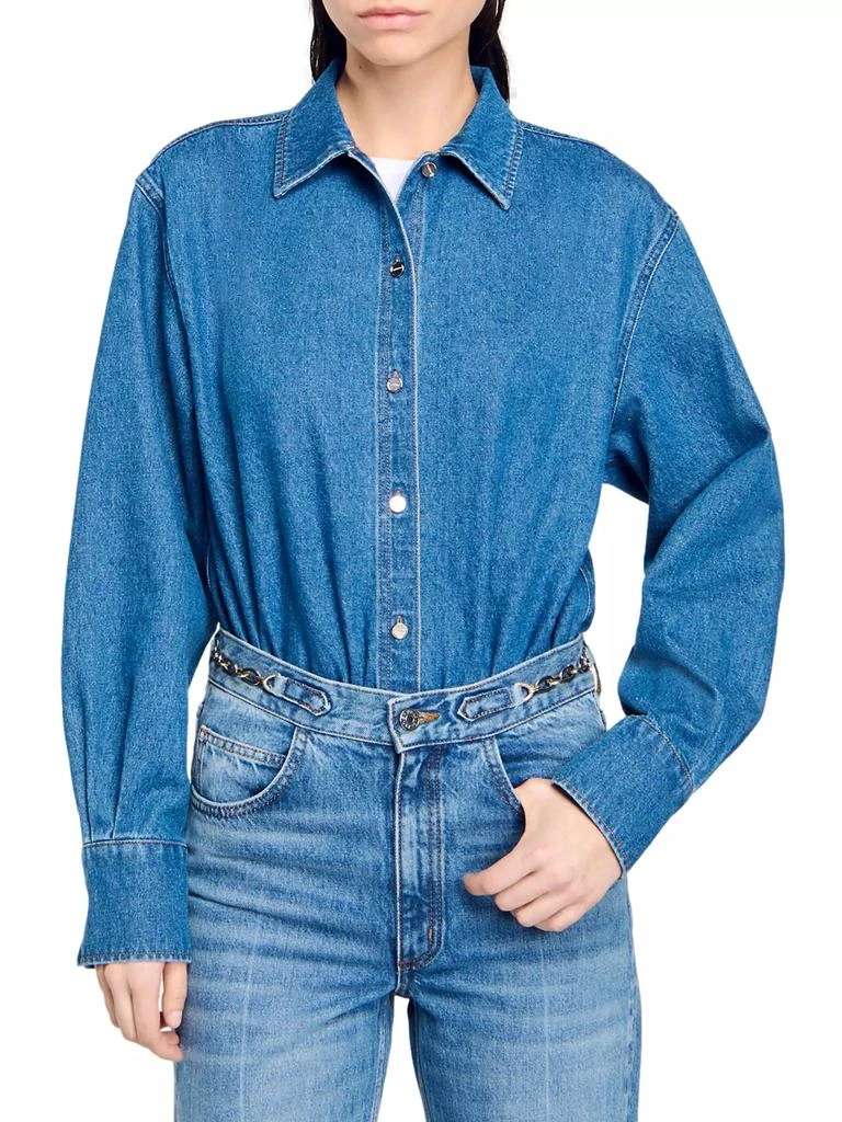 Sandro Denim Shirt Bodysuit 5