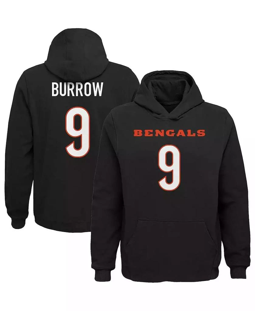 Outerstuff Big Boys Joe Burrow Black Cincinnati Bengals Mainliner Player Name and Number Pullover Hoodie 1