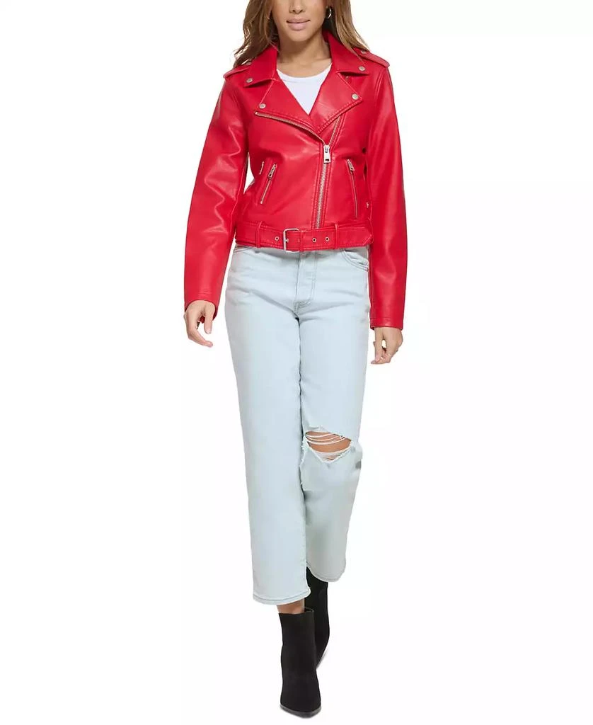 Levi's Women's Faux-Leather Belted Hem Moto Jacket 5