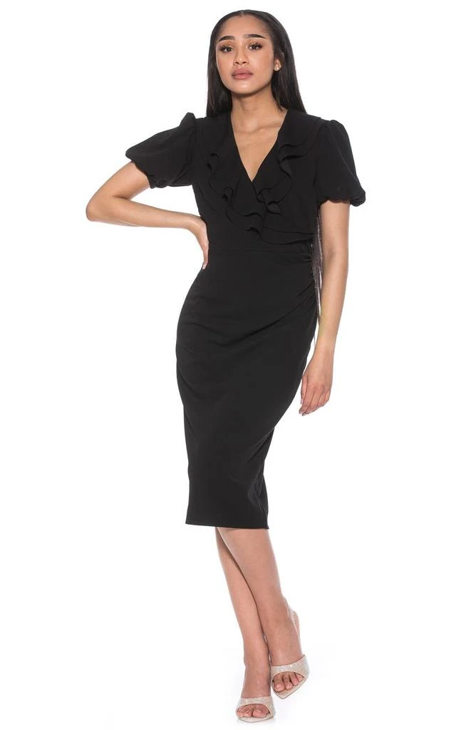 ALEXIA ADMOR Ruffle Collar Puff Sleeve Polka Dot Midi Dress 4
