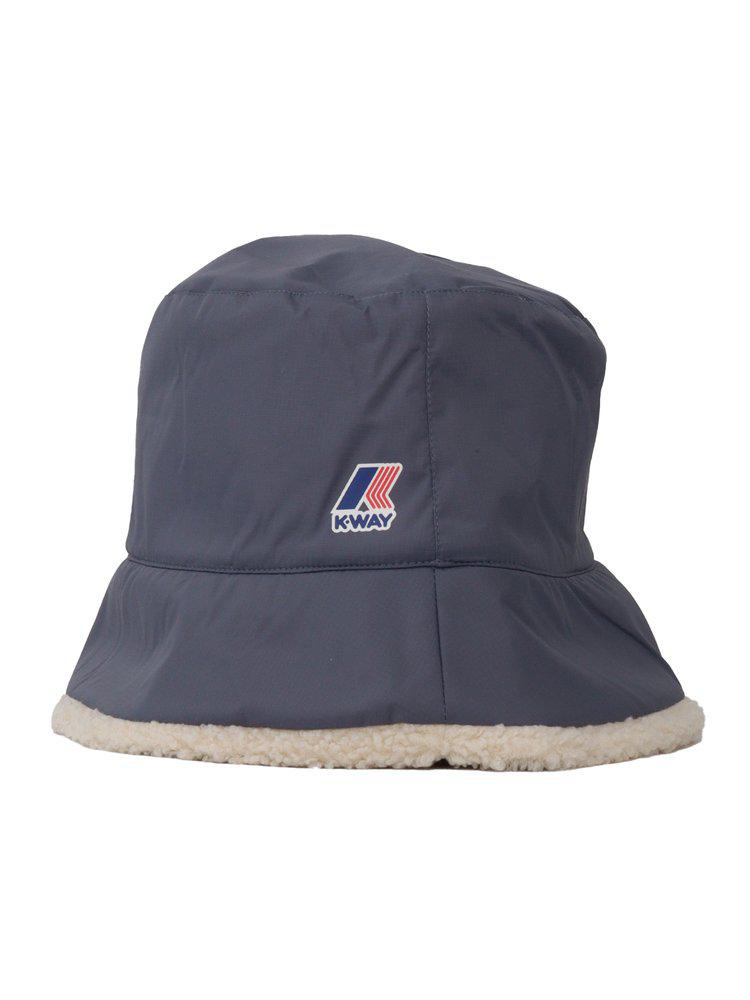 K-Way K-Way Logo Printed Shearling Bucket Hat