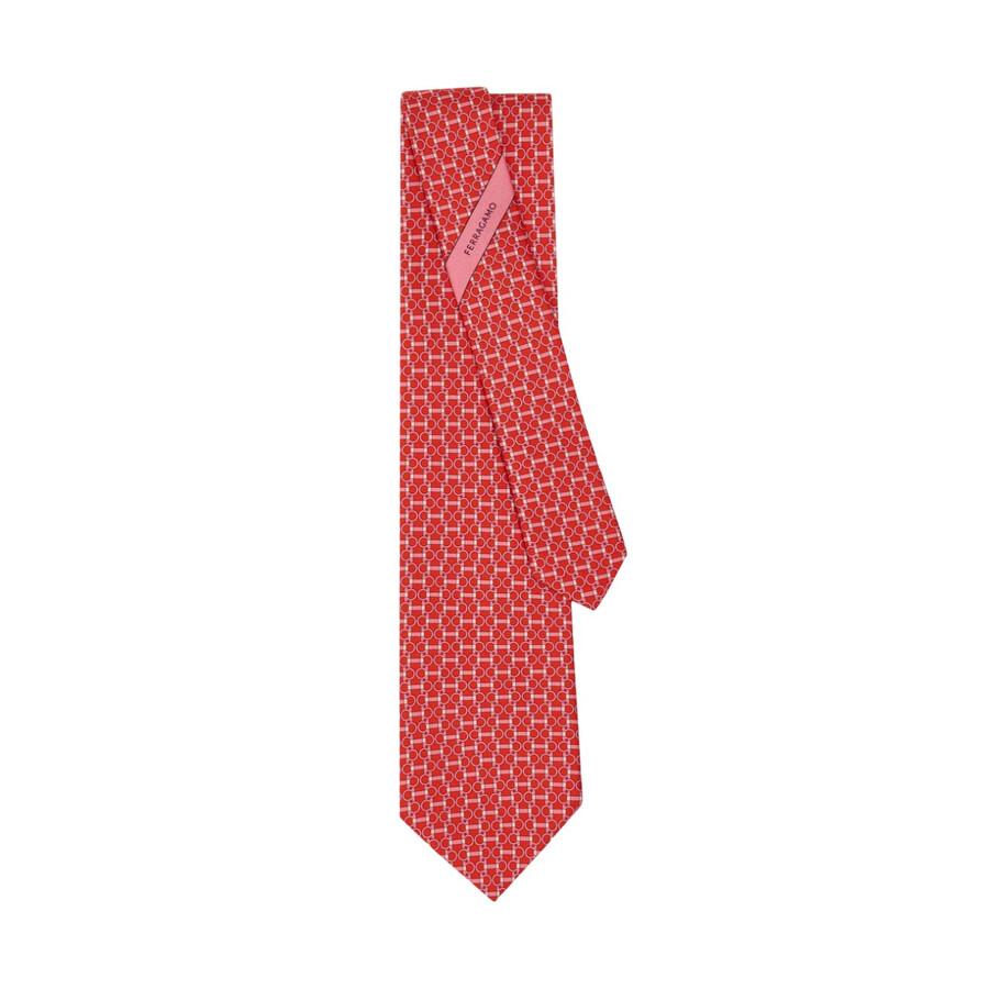 Salvatore Ferragamo Gancini Horsebit Print Silk Tie