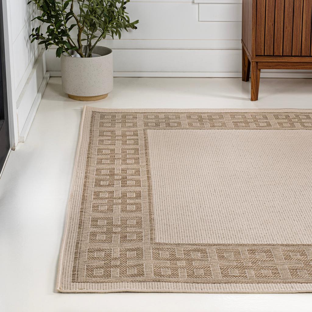 JONATHAN Y Athena Classic Geometric Border Cream/Beige Indoor/Outdoor Area Rug