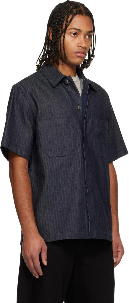 Givenchy Navy Herringbone Denim Shirt 2