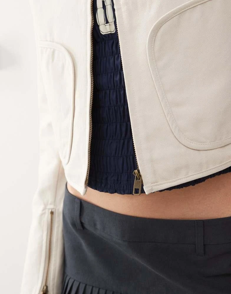 Lioness Lioness zip up moto jacket in cream 2