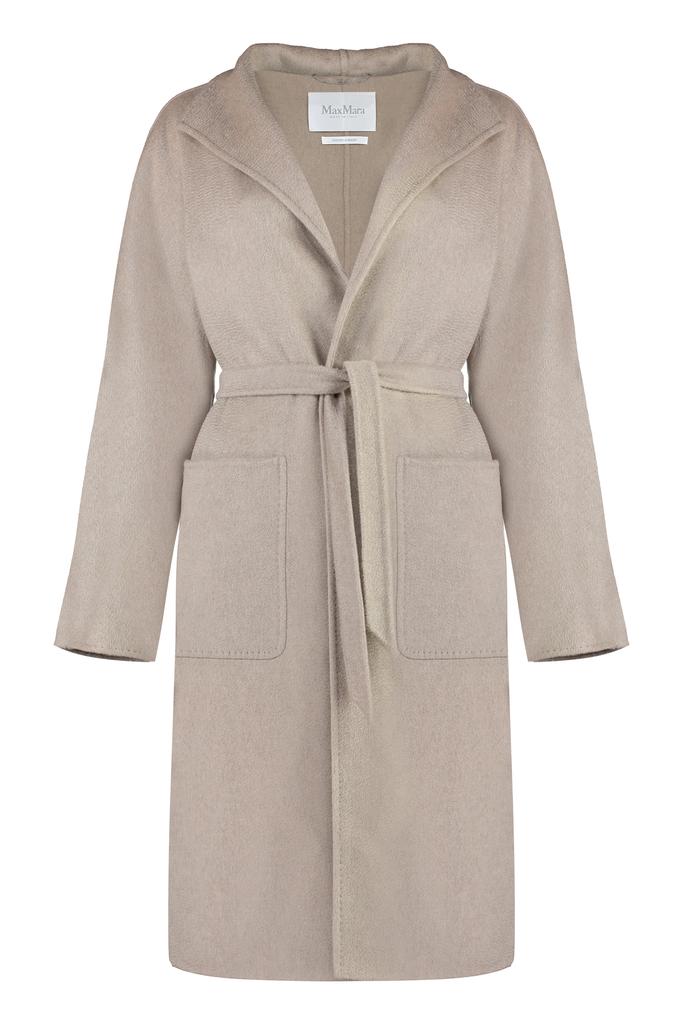 Max Mara WHITE CASHMERE BLEND DRESSING GOWN COAT - Coats