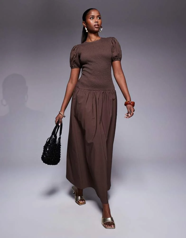 ASOS ASOS DESIGN shirred drop waist maxi dress in brown - Dresses & Skirts - BeyondStyle ASOS ASOS DESIGN shirred drop waist maxi dress in brown - Dresses & Skirts - BeyondStyle