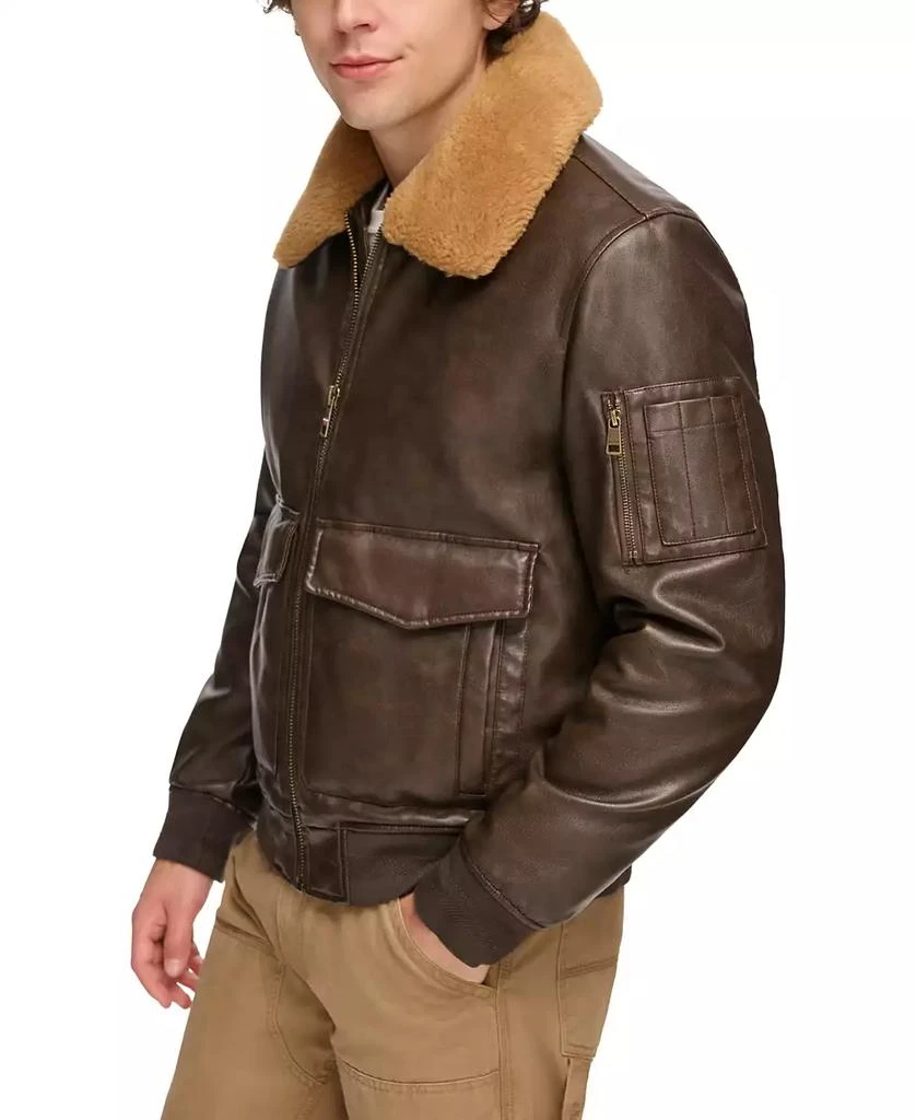 Tommy Hilfiger Men's Faux-Fur-Trim Faux-Leather Bomber Jacket 3