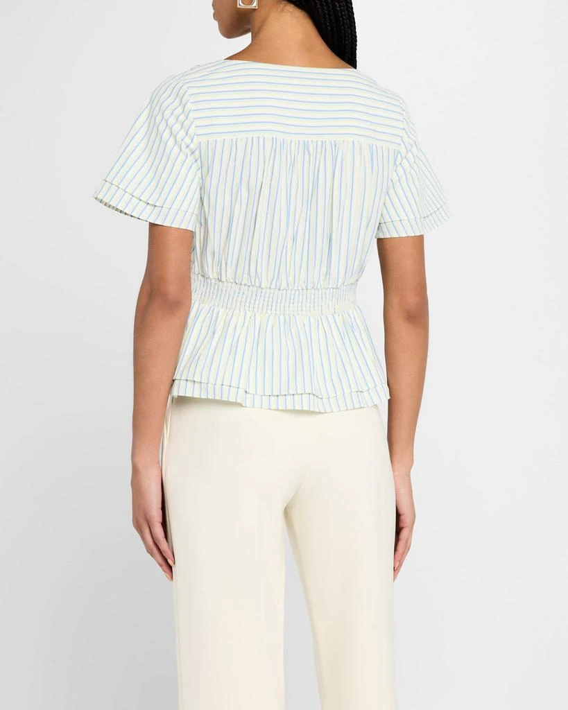 Derek Lam Caspien Striped Twist-Front Peplum Blouse 3