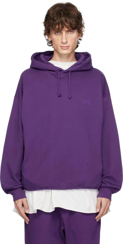 Y-3 Purple Front Logo Hoodie 1