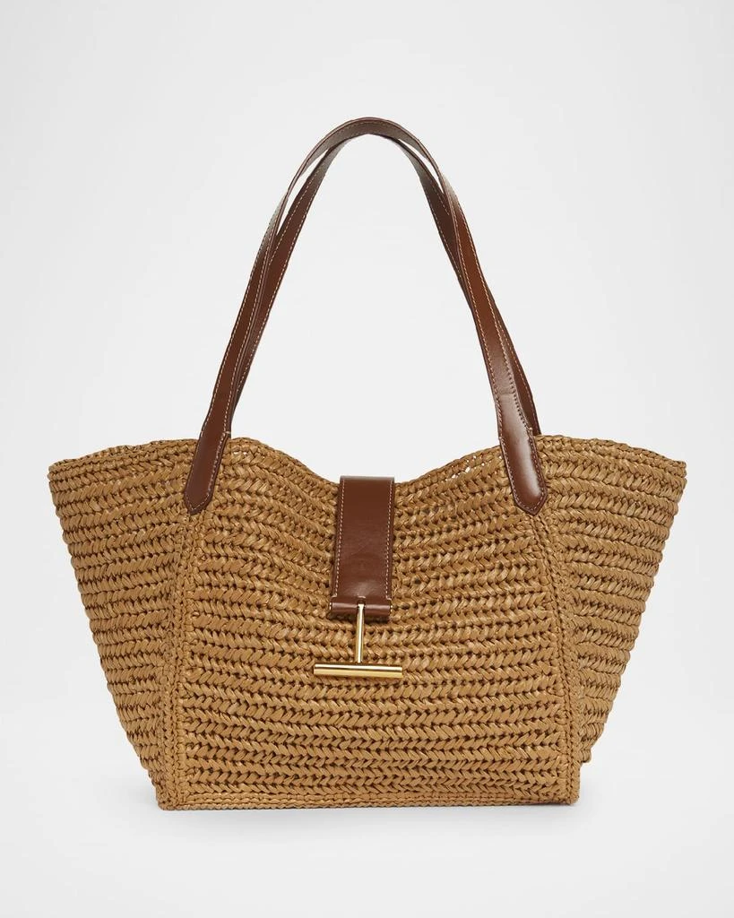 Tom Ford Tara Medium Tote Bag in Raffia Viscose and Leather 1