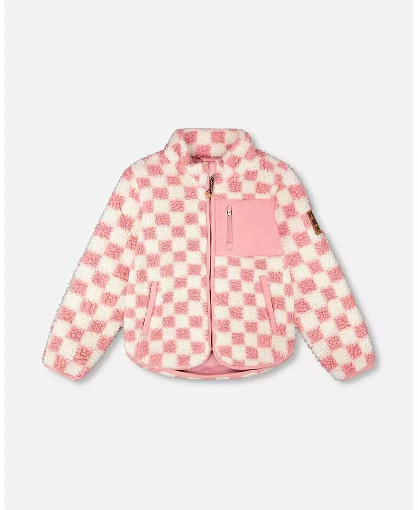 Deux par Deux Girl Sherpa Jacket Pink Checkerboard - Toddler|Child