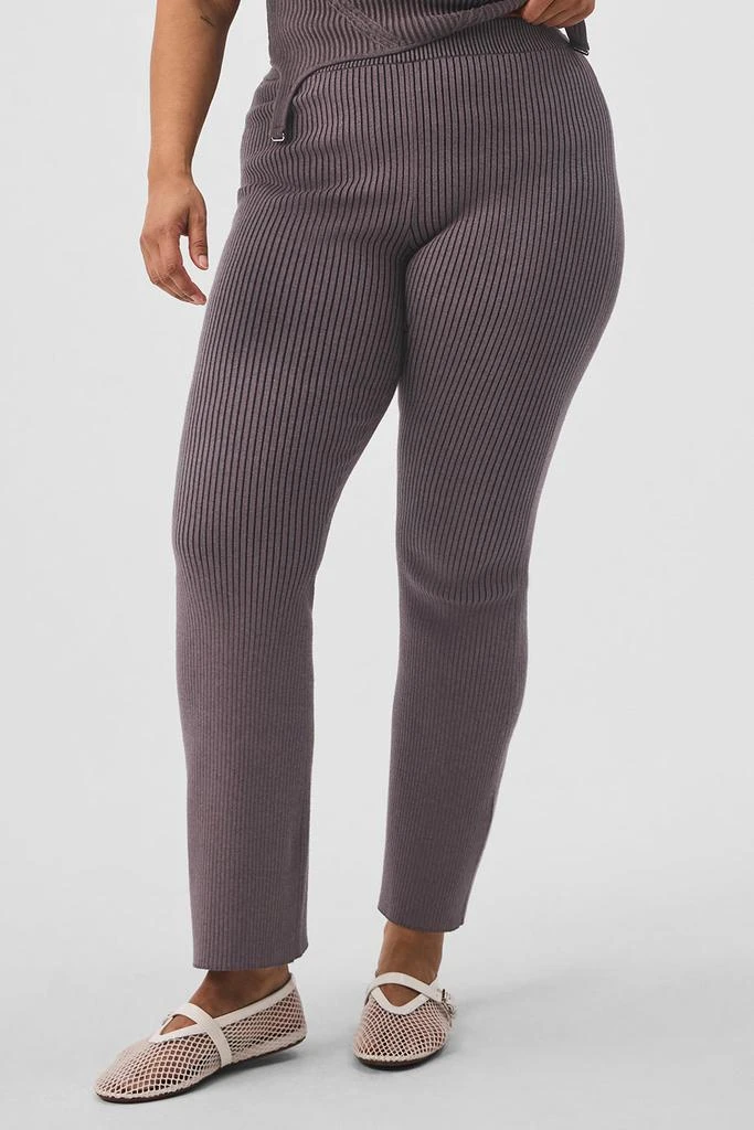 Alo Denim Knit High-Waist Flare Pant - Raisinette/Black 5