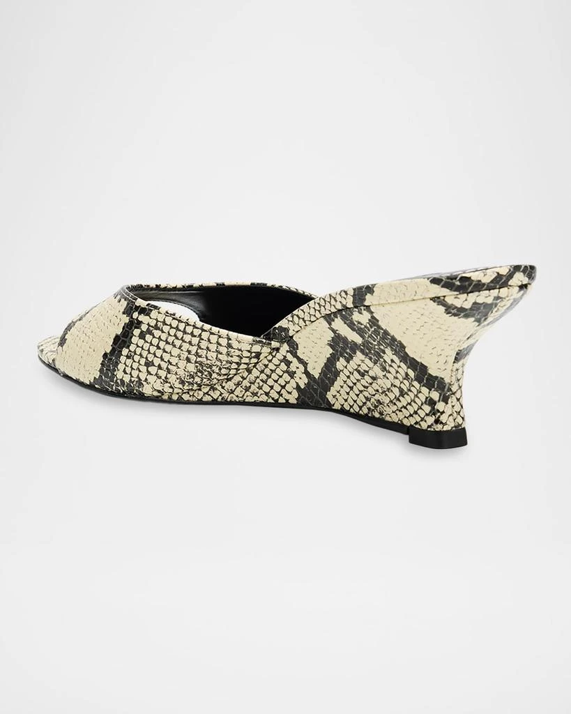 Staud Brigitte Snake-Embossed Leather Wedge Mules 4