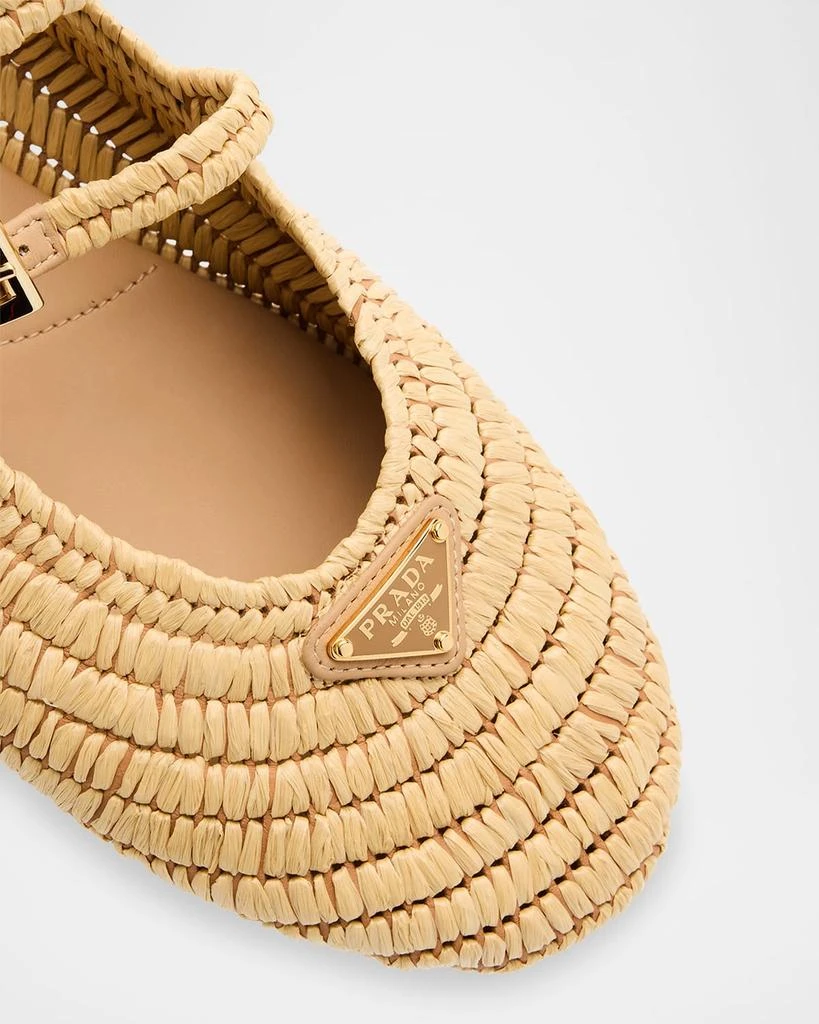 Prada Stuoia Raffia Dual Mary Jane Ballerina Flats 7