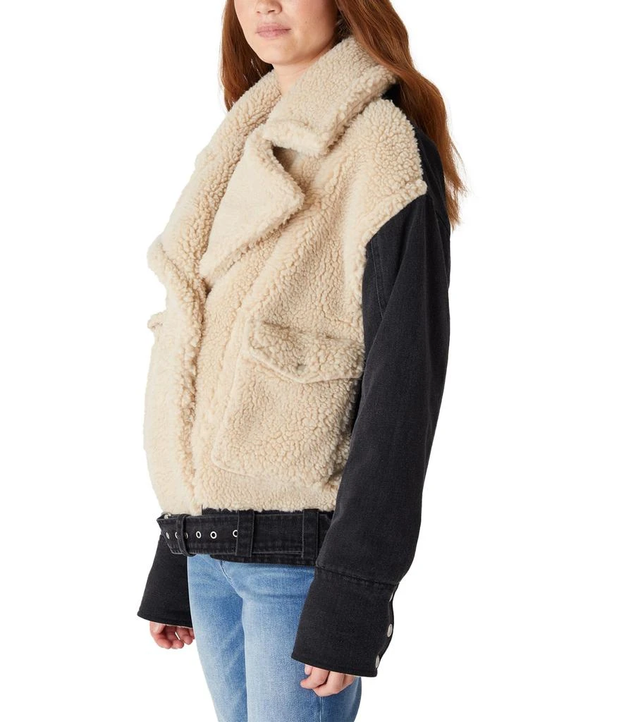 Blank NYC Oversized Faux Sherpa Jacket With Denim Sleeves 3