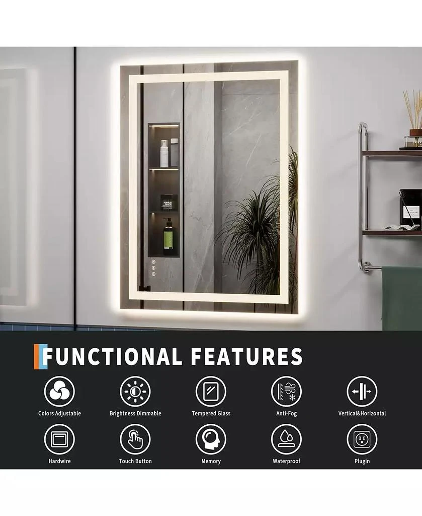 Homfan LED Bathroom Mirror with Front and Backlit Illumination, Dimmable Smart Vanity Mirror with Anti-Fog Feature, Memory Function 7