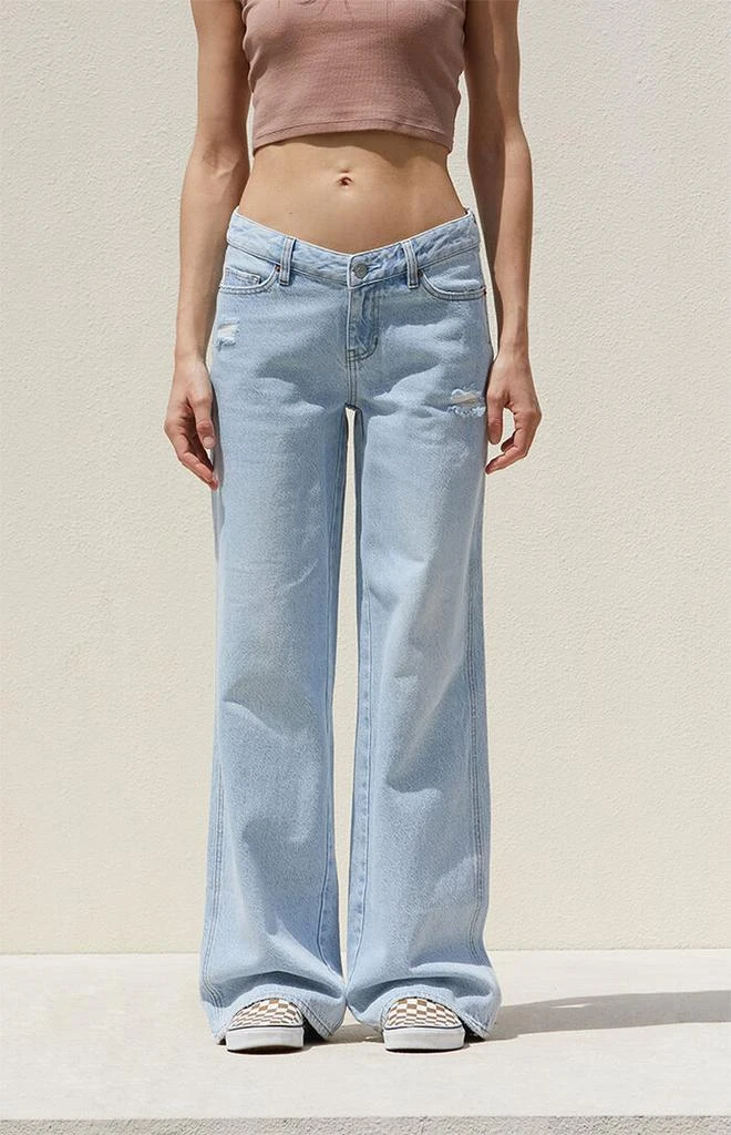 PacSun Light Indigo V-Dip Low Rise Baggy Jeans 3