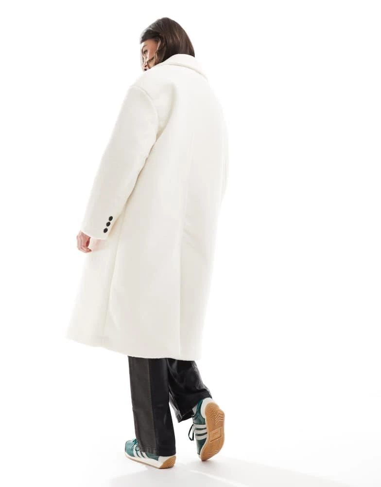 Bershka Bershka wool look drop shoulder coat in ecru 2