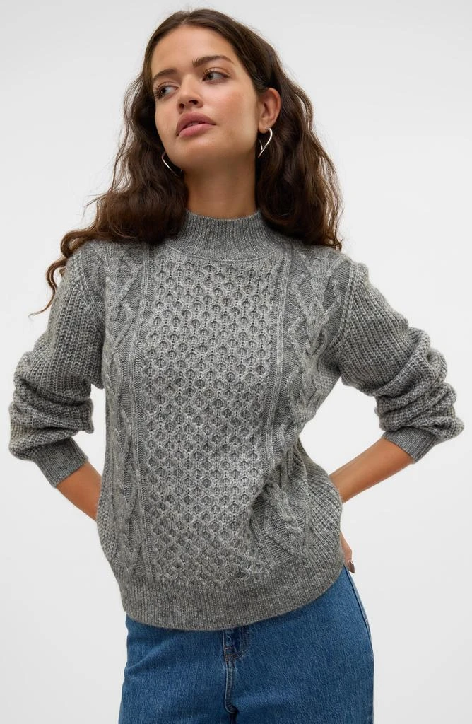 VERO MODA Universe Mock Neck Cable Sweater 6