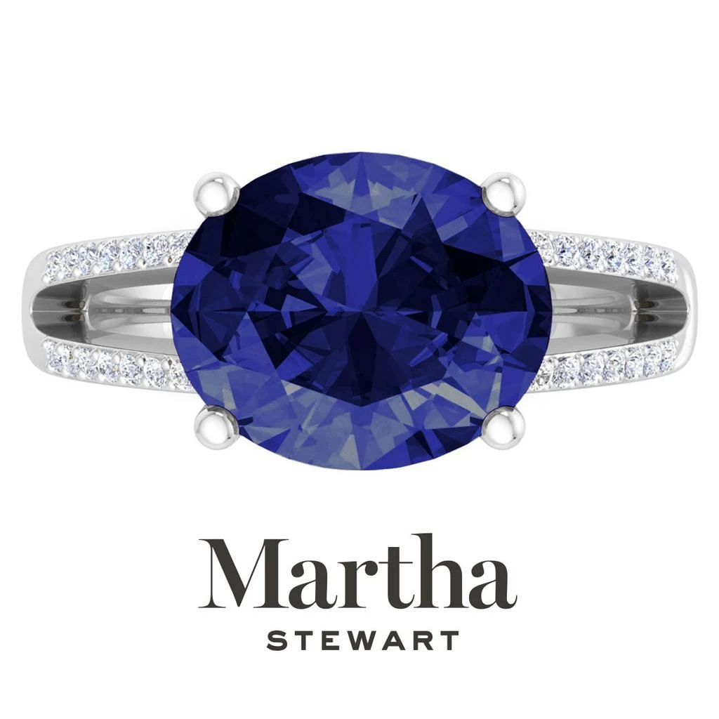 Martha Stewart 4 1/2 Carat Oval Shape Gemstone Ring with Lab Grown Diamonds in Sterling Silver, Choose Your Gemstone 1