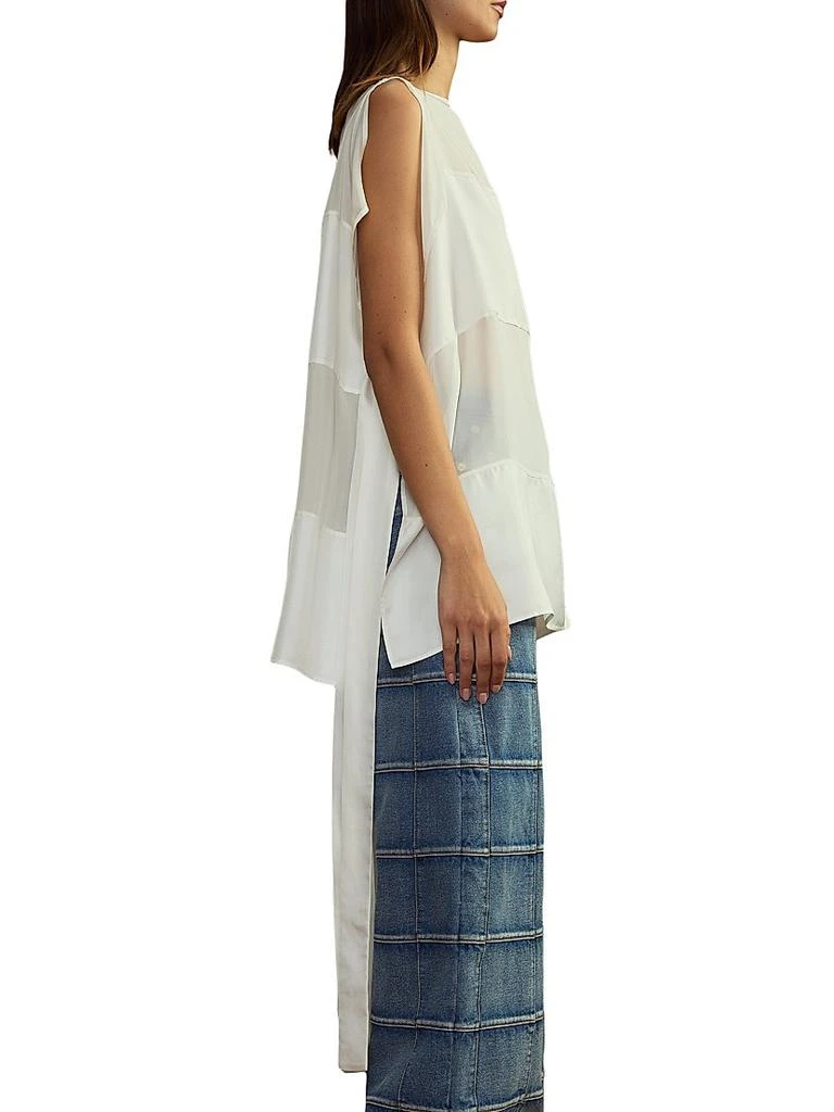 Cynthia Rowley Sheer-Paneled Silk Side-Tie Sleeveless Blouse 3