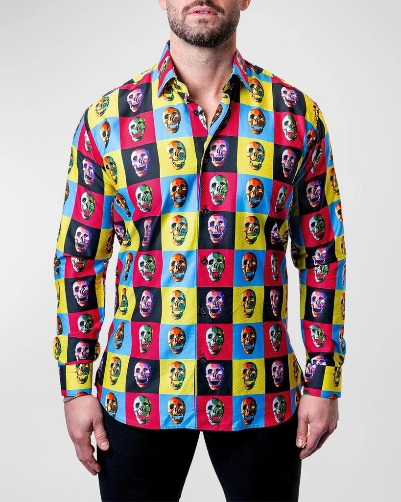 Maceoo Men's Fibonacci Skulls Dress Shirt 1
