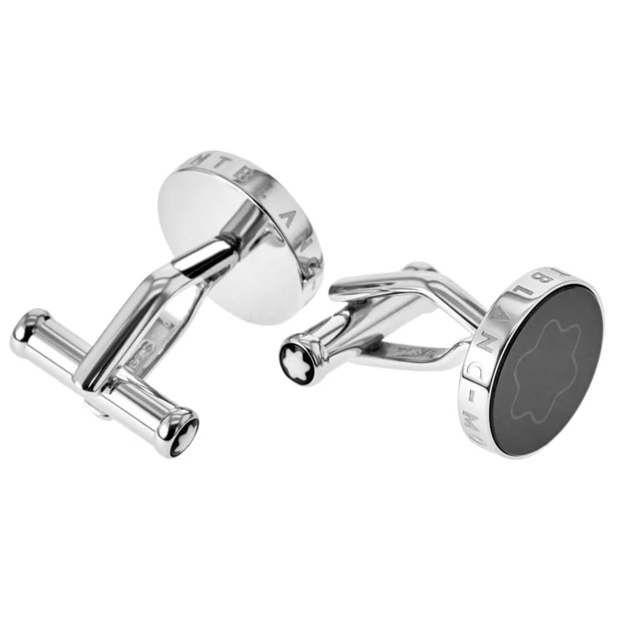 MontBlanc Montblanc Contemporary Collection Black Sapphire Inlays Steel Men
s Cufflinks 105889 2