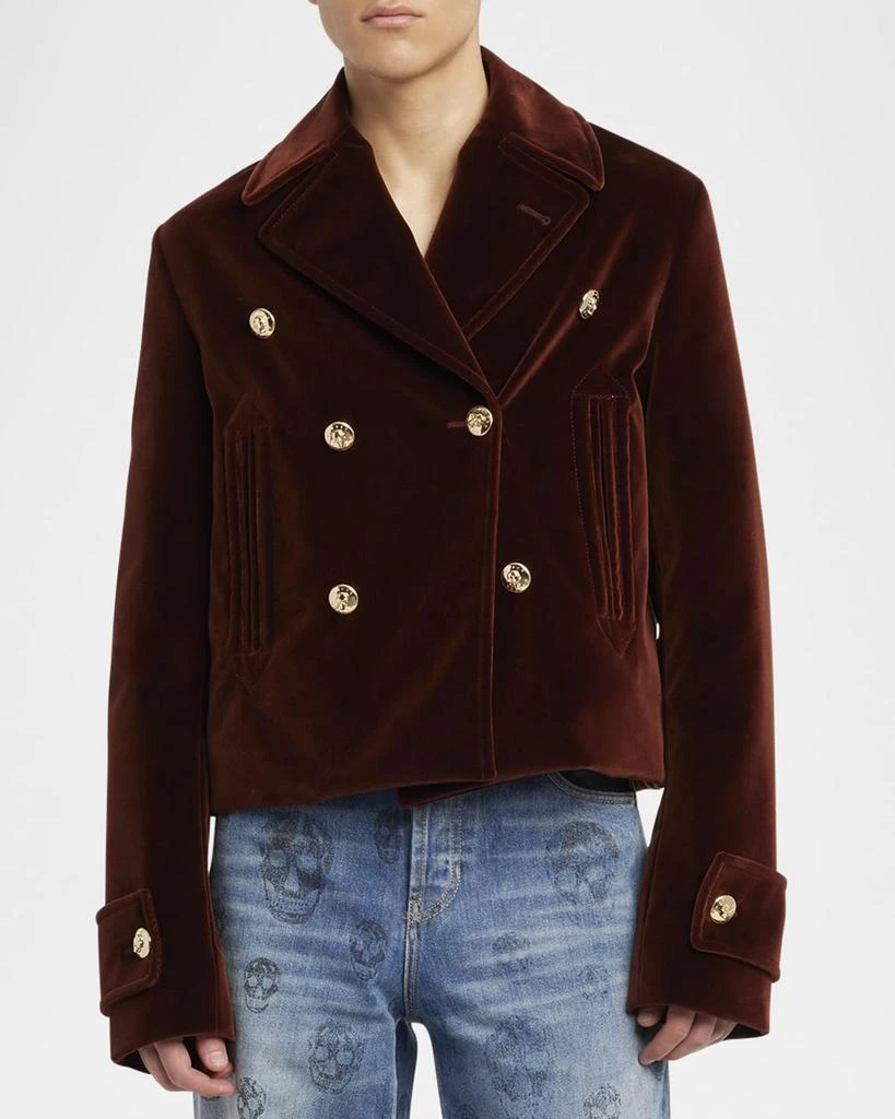 Alexander McQueen Men's Velvet Blazer with Signature Buttons 2