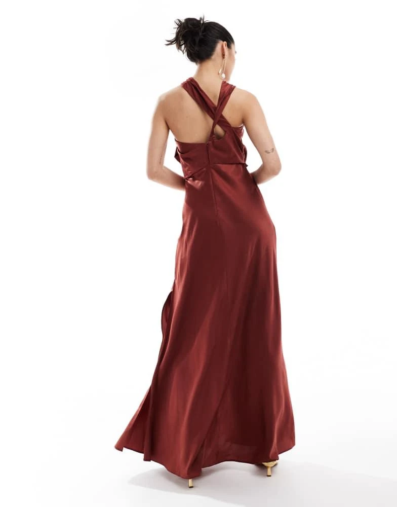 Shop ASOS DESIGN satin drape asymmetric maxi dress in brown on Sale at  BeyondStyle  Get 73% Off ASOS DESIGN satin drape asymmetric maxi dress in  brown with Limited-Time Flash Deals, Exclusive