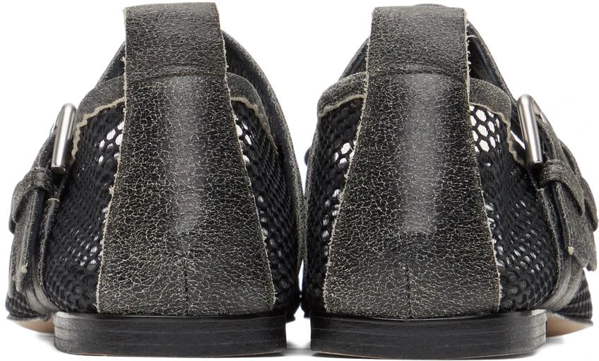 OPEN YY Black Mesh Buckle Ballerina Flats 2