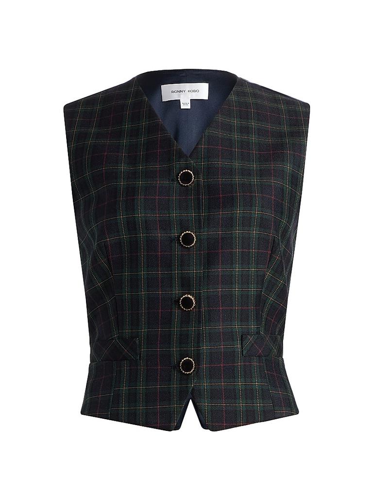 Ronny Kobo Lily Plaid Vest