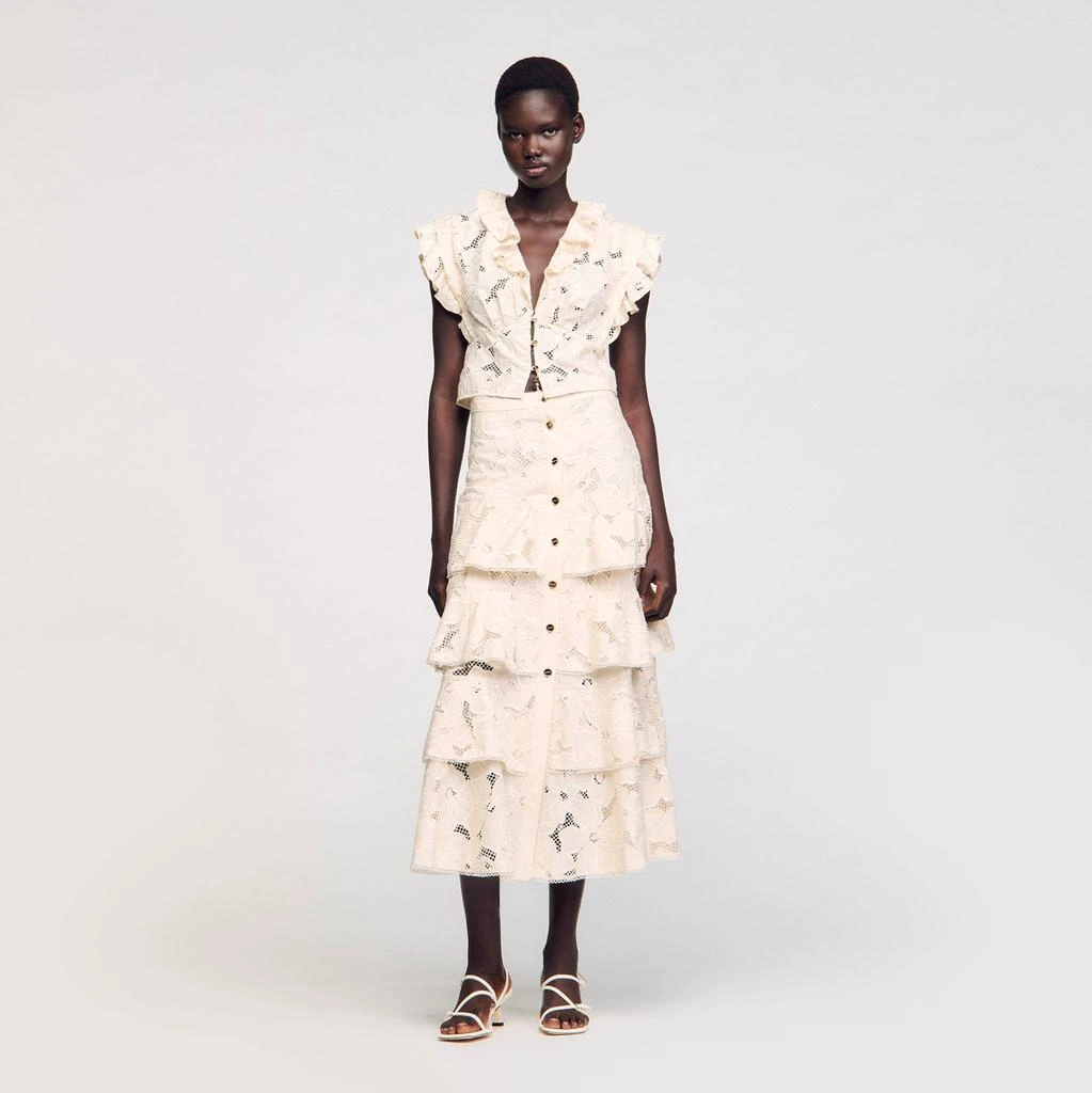 Sandro Long frilled skirt 1