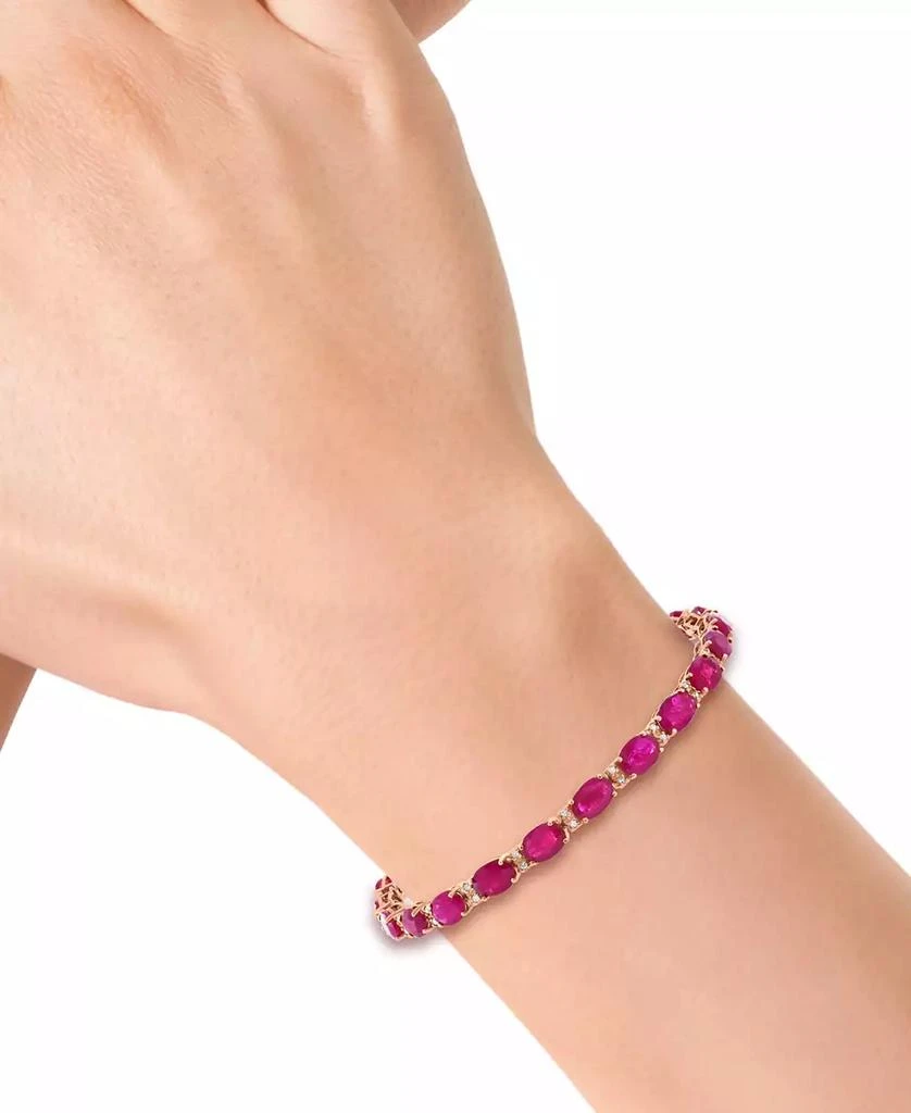 Effy EFFY® Ruby (13-1/10 ct. t.w.) 
Diamond (1/6 ct. t.w.) Oval Tennis Bracelet in 14k Rose Gold 2