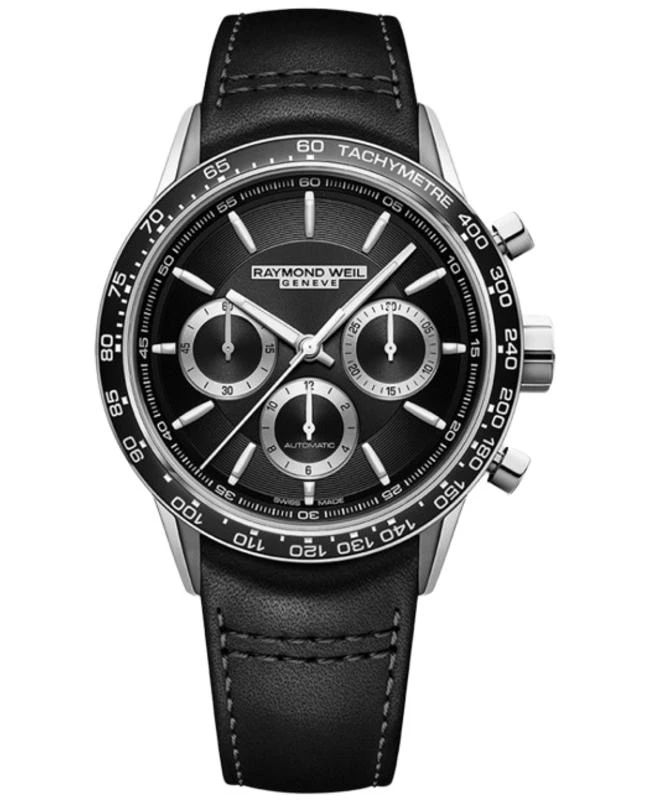 Raymond Weil Raymond Weil Freelancer Automatic Chronograph Black Dial Leather Strap Men's Watch 7741-SC1-20021 1