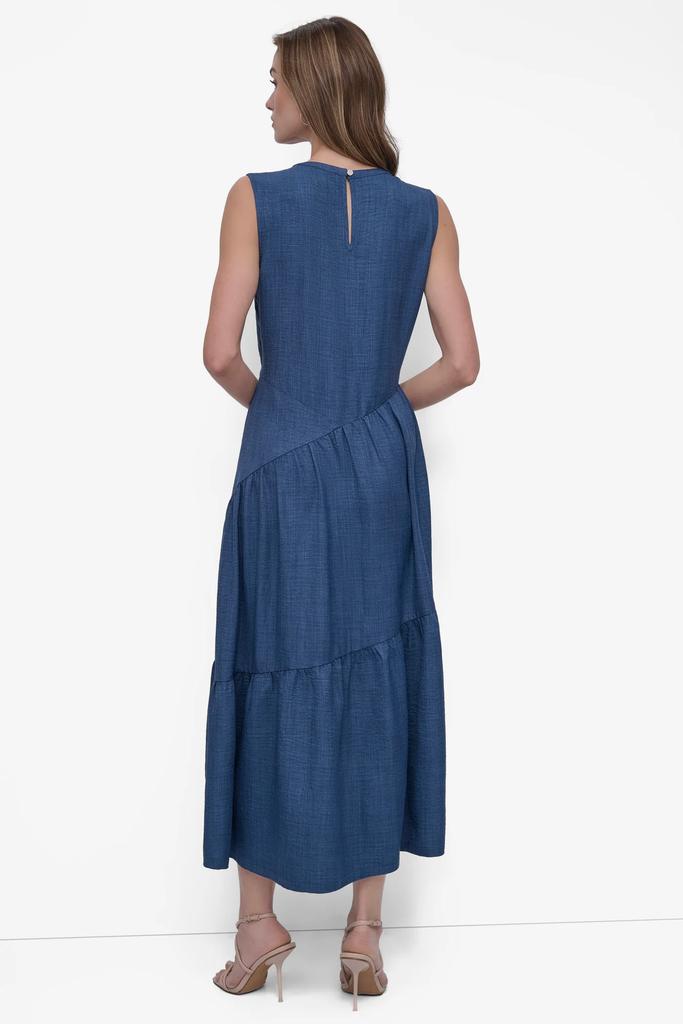 DKNY TIERED ASYMMETRIC MAXI DRESS