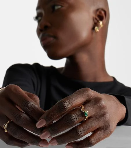 Shay Jewelry 18kt yellow gold (750/1000) ring with emeralds 2