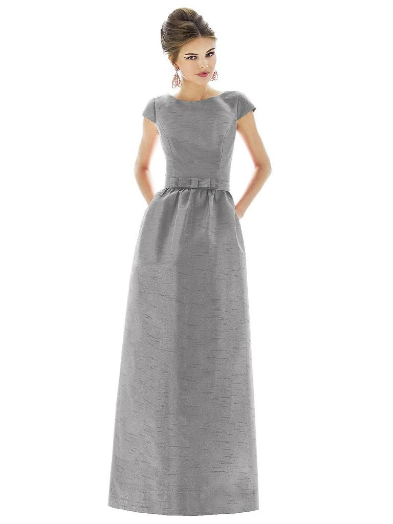 Alfred Sung Cap Sleeve V-Back Maxi Dress with Pockets 1