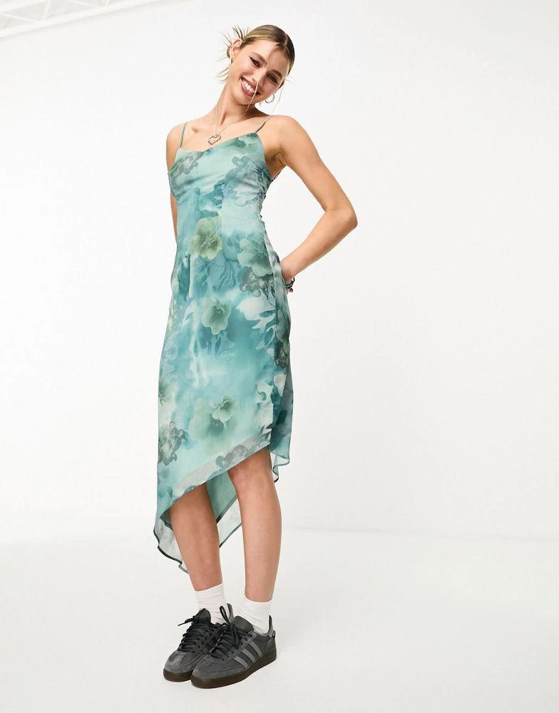 Motel Motel watercolour floral camisole midaxi dress in blue 3