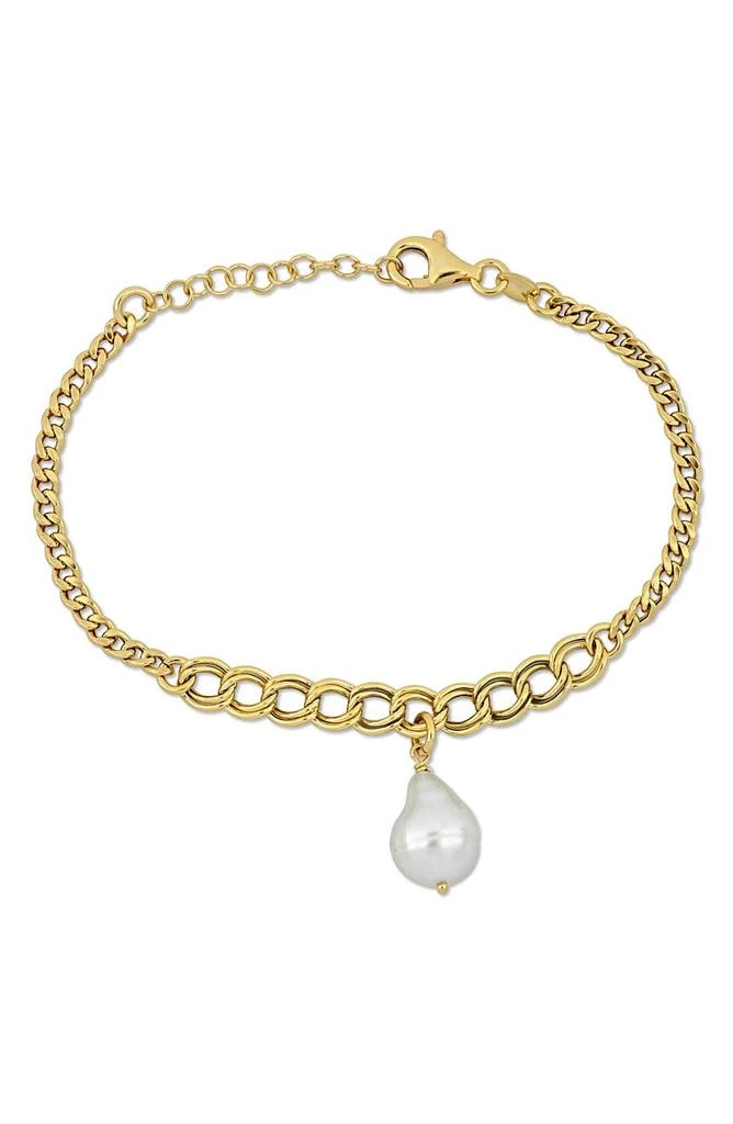DELMAR 9.5-10mm Cultured Freshwater Pearl Chain Bracelet