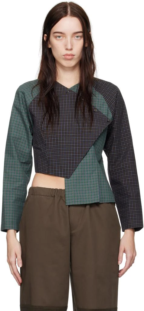 SC103 Navy & Green Peak Blouse 1