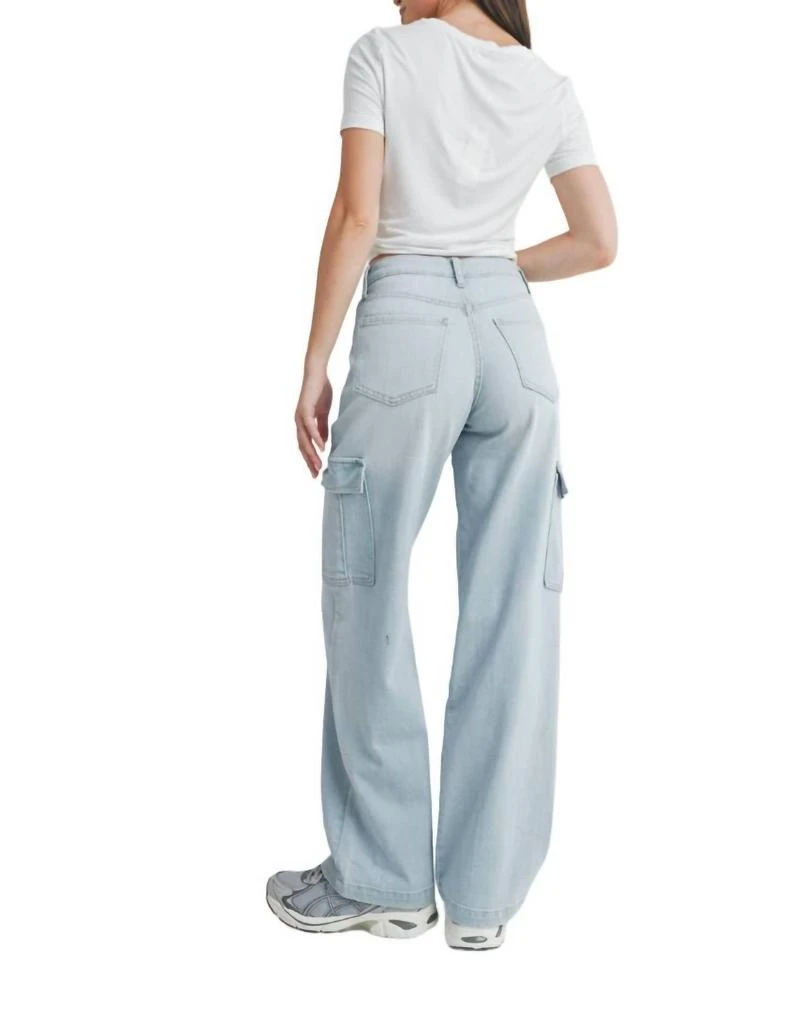 JBD. Lightweight Stretch Cargo Jeans In Light Denim 4