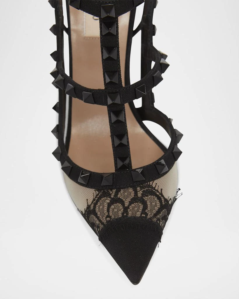 Valentino Rockstud Lace T-Strap Pumps 6