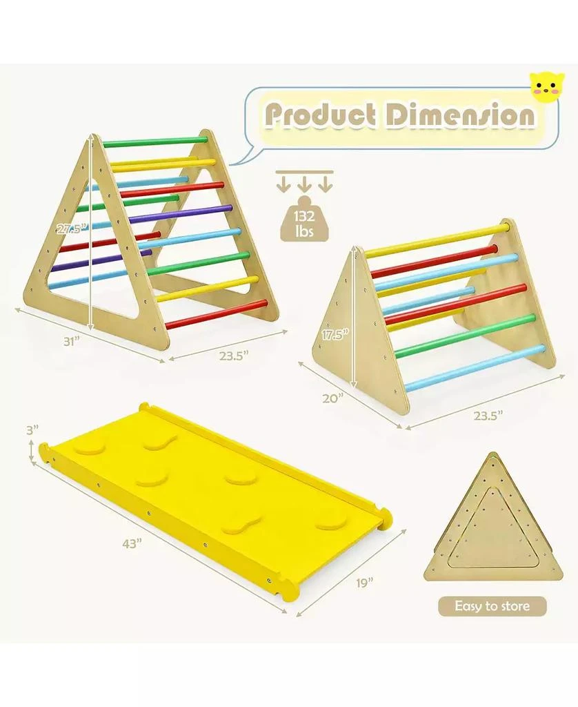 SKONYON 3 in 1 Wooden Set of 2 Triangle Climber with Ramp for Slid 4