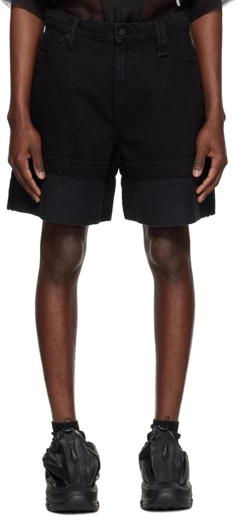 Simone Rocha Black Wide Leg Puddle Denim Shorts 1
