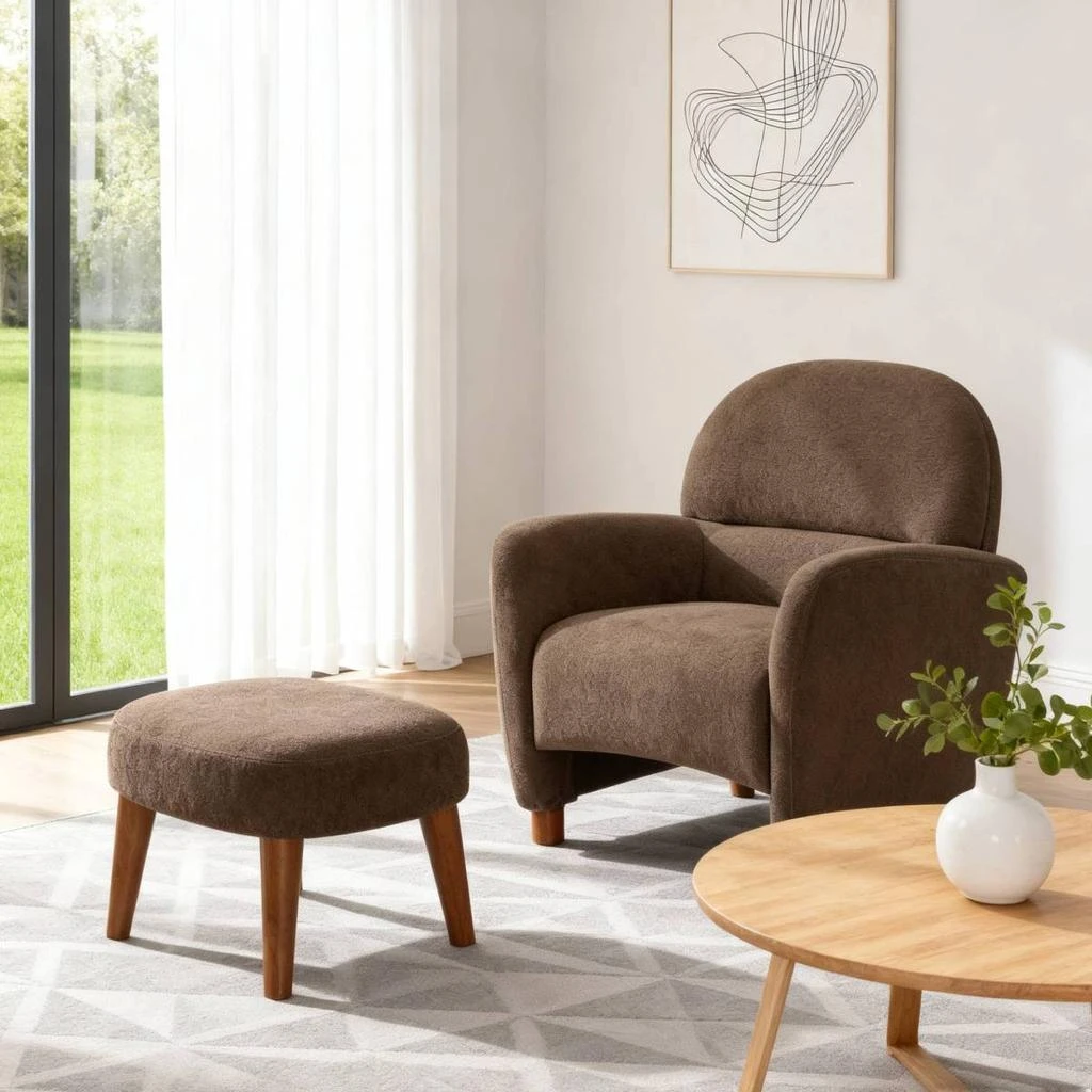 Streamdale Furniture Streamdale Modern Lazy Chair with Footrest Ottoman 4